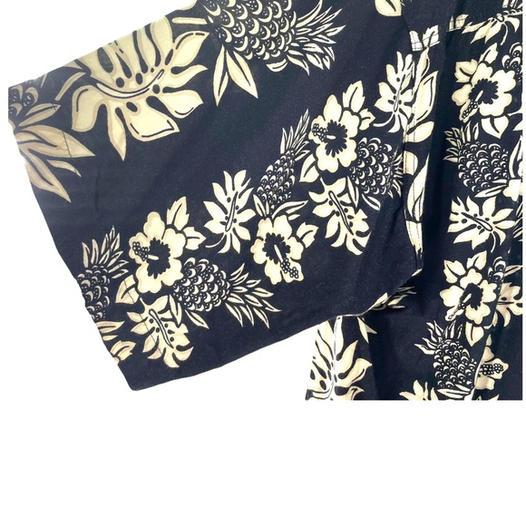 Dreamland 100% Rayon Short Sleeve Button Down Aloha Shirt in Black & Tan Size XL - Picture 8 of 10